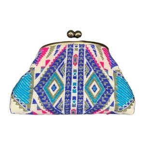 Vintage Women's Boho Clutch Purse Embroidered Woven Stanley Street